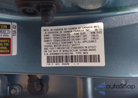 2014 Honda Cr-V Ex-L from USA, damaged, VIN 2HKRM4H73EH603796